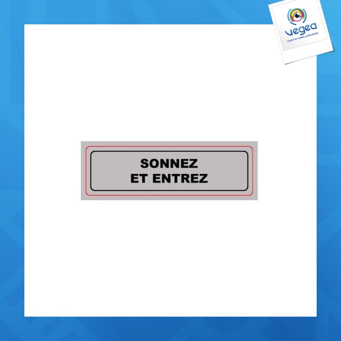 Plaque signalétique personnalisable plexi 170x50mm "sonnez et entrez" (s.11)
