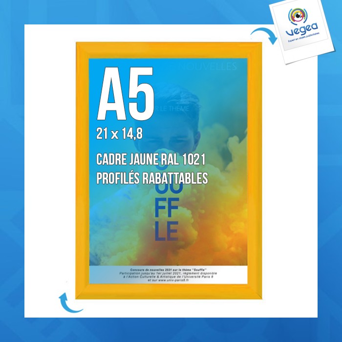 Cadre affichage personnalisable clic-clac mural a.5 jaune