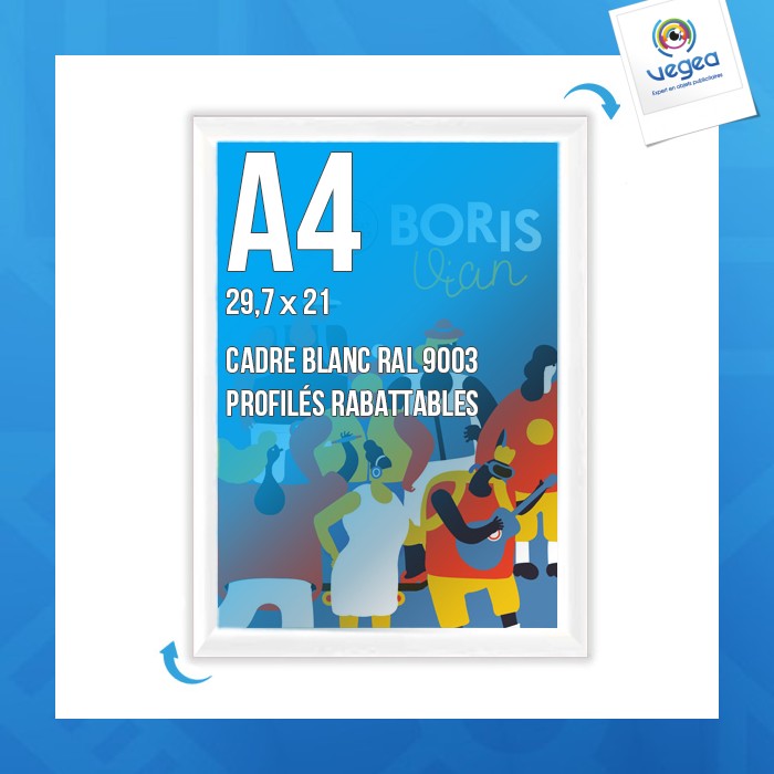 Cadre affichage personnalisé clic-clac mural a.4 blanc