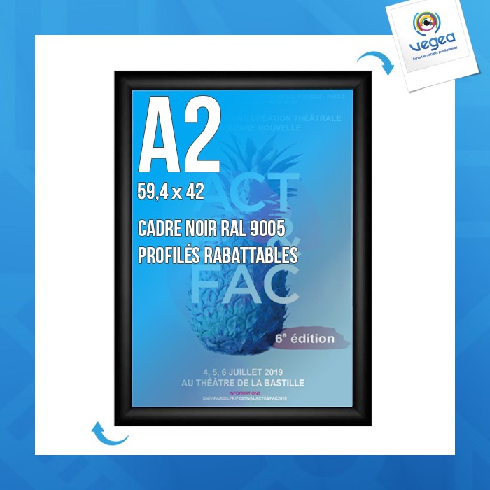 Cadre affichage publicitaire clic-clac mural a.2 noir