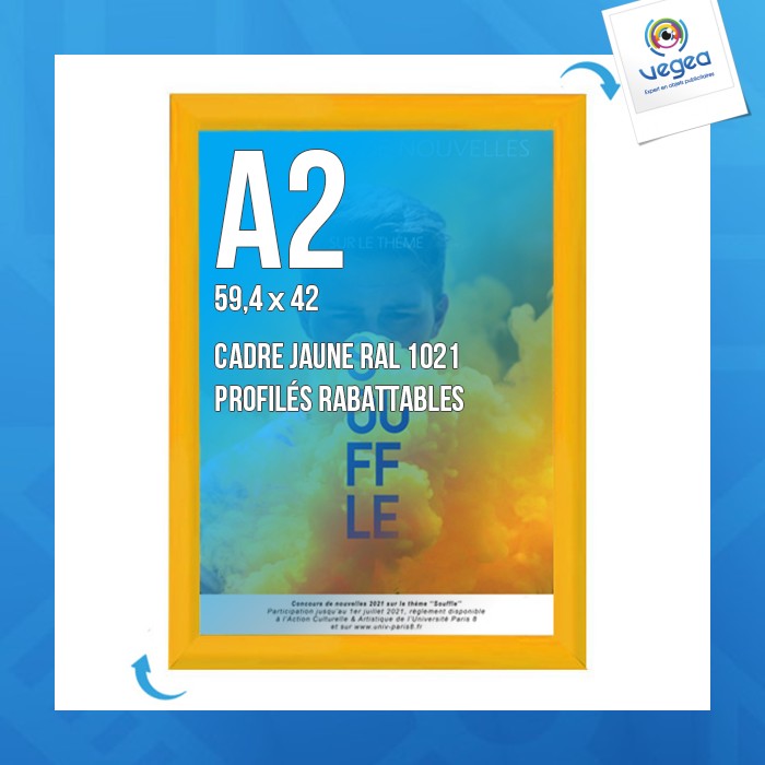 Cadre affichage personnalisable clic-clac mural a.2 jaune