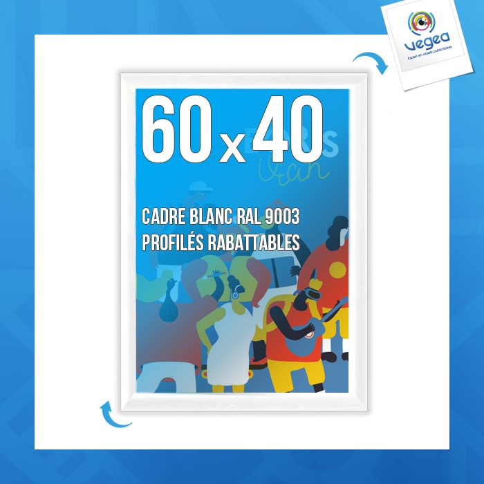 Cadre affichage personnalisable clic-clac mural 60x40cm blanc