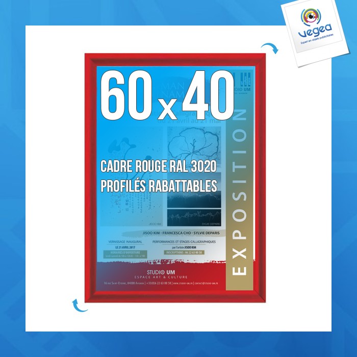 Cadre affichage personnalisé clic-clac mural 60x40cm rouge