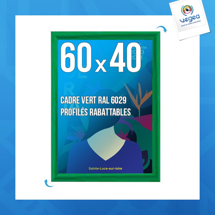 Cadre affichage publicitaire clic-clac mural 60x40cm vert