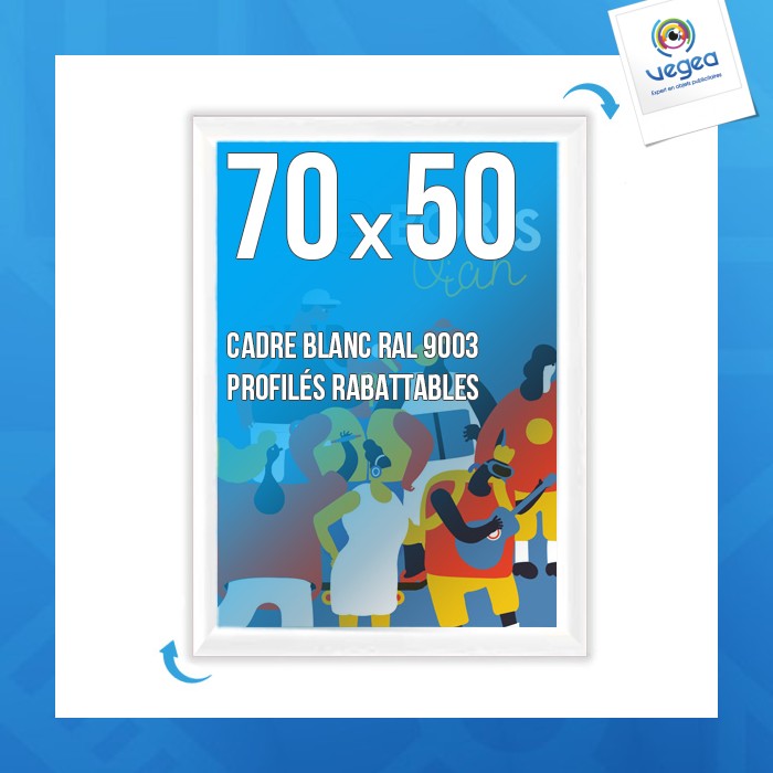 Cadre affichage publicitaire clic-clac mural 70x50cm blanc
