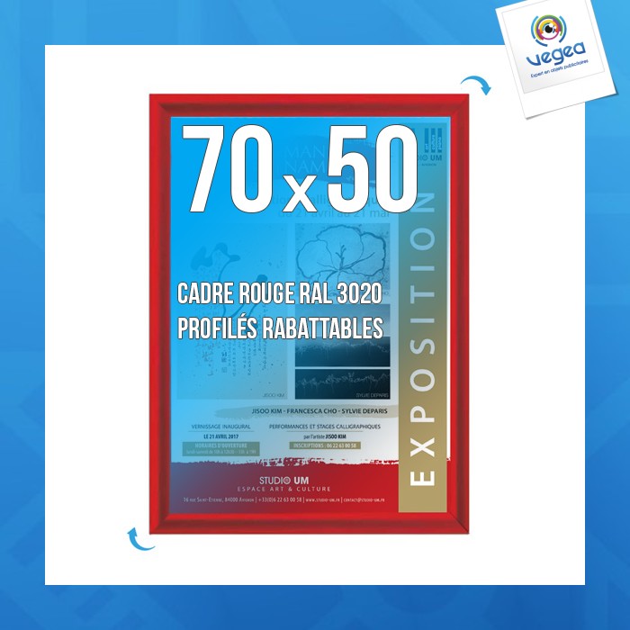 Cadre affichage personnalisable clic-clac mural 70x50cm rouge
