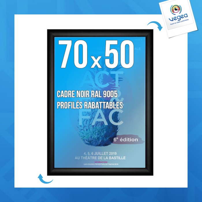 Cadre affichage personnalisable clic-clac mural 70x50cm noir