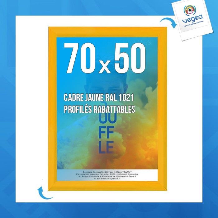 Cadre affichage personnalisable clic-clac mural 70x50cm jaune