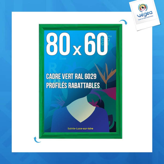 Cadre affichage publicitaire clic-clac mural 80x60cm vert