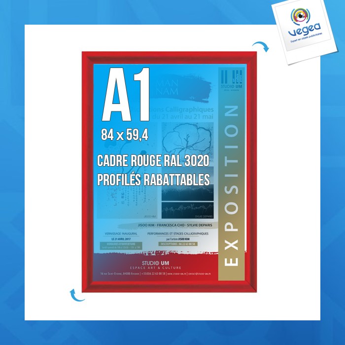 Cadre affichage personnalisable clic-clac mural a.1 rouge