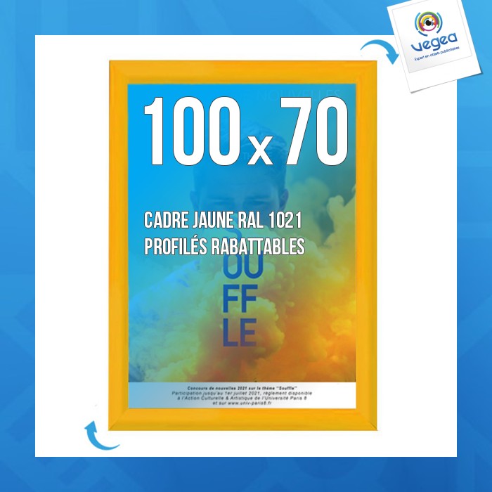 Cadre affichage personnalisable clic-clac mural 100x70cm jaune