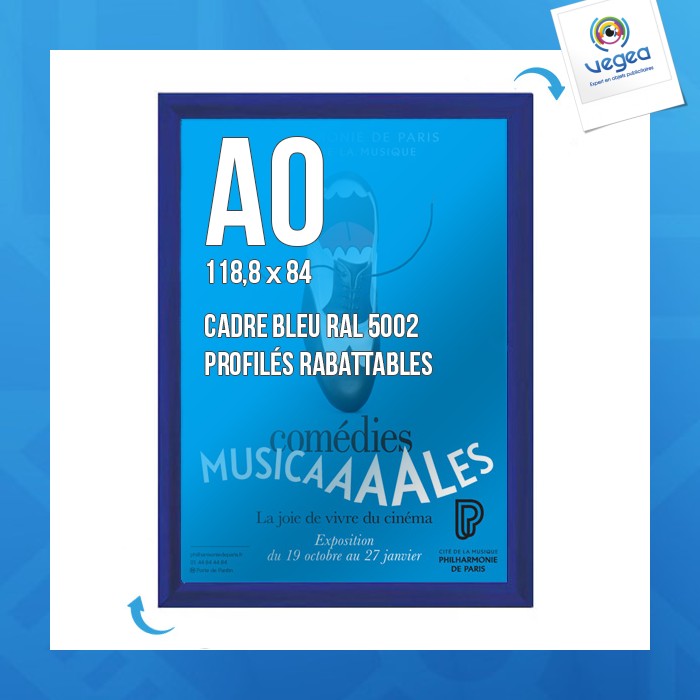 Cadre affichage personnalisé clic-clac mural a.0 bleu