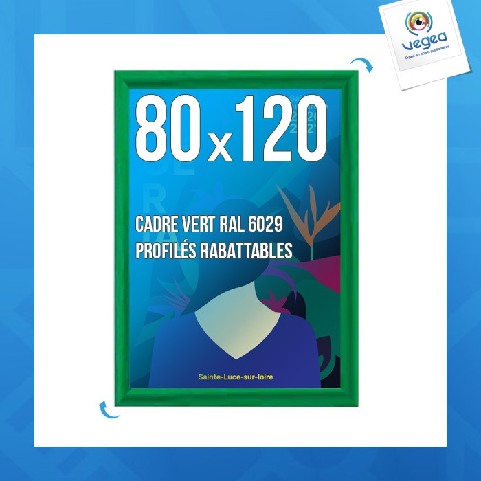 Cadre affichage personnalisé clic-clac mural 80x120cm vert