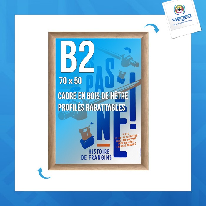 Cadre affichage promotionnel clic-clac mural 70x50cm bois hêtre