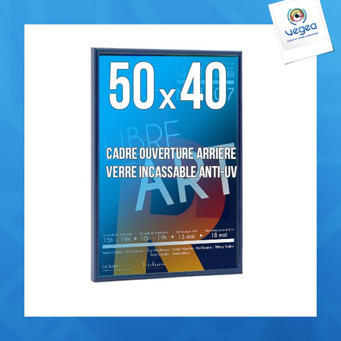 Cadre personnalisé déco 40x50cm couleur bleu