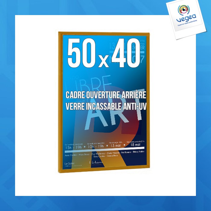 Cadre publicitaire déco 40x50cm couleur doré