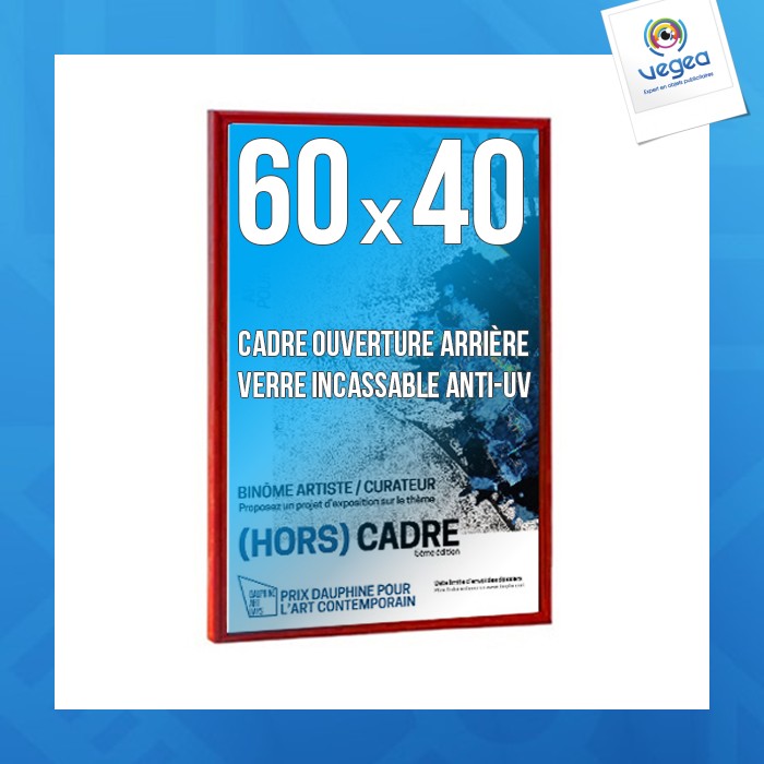 Cadre publicitaire déco 60x40cm couleur rouge