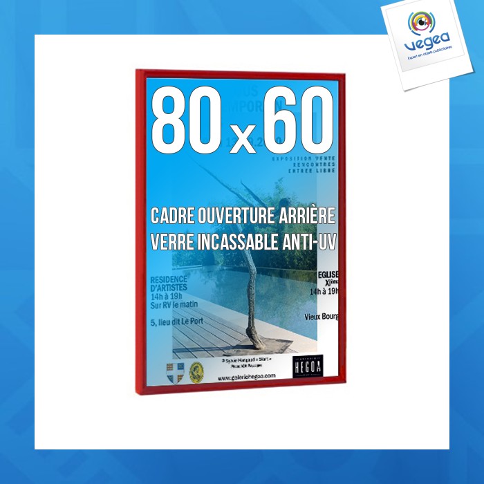 Cadre publicitaire déco 60x80cm couleur rouge