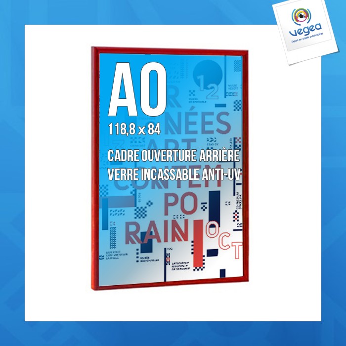 Cadre publicitaire déco a0 couleur rouge
