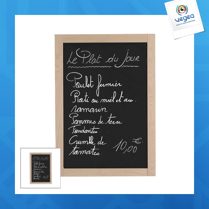 Tableau mural ardoise craie 60x80cm cadre bois naturel