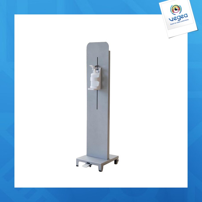 Distributeur gel/pédale sur pied 150 cm pompe premium gris
