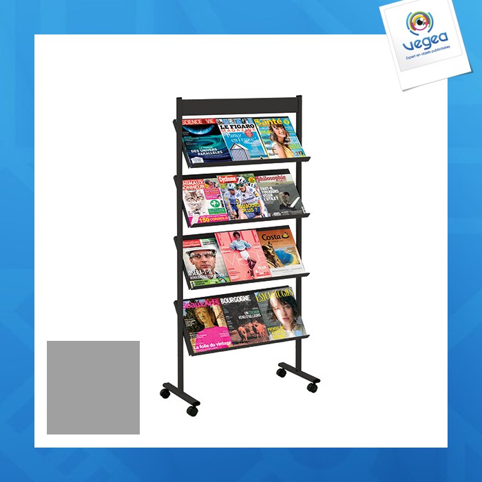 Brochure displays personnalisée mobile 4 étagère 66 cm noir