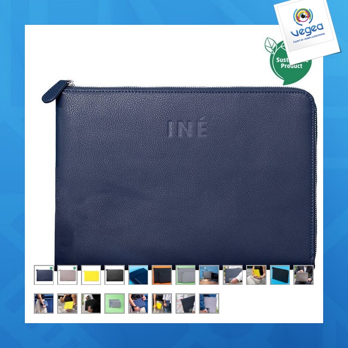 Ine laptop 14/15 - pochette personnalisable en cuir recyclé