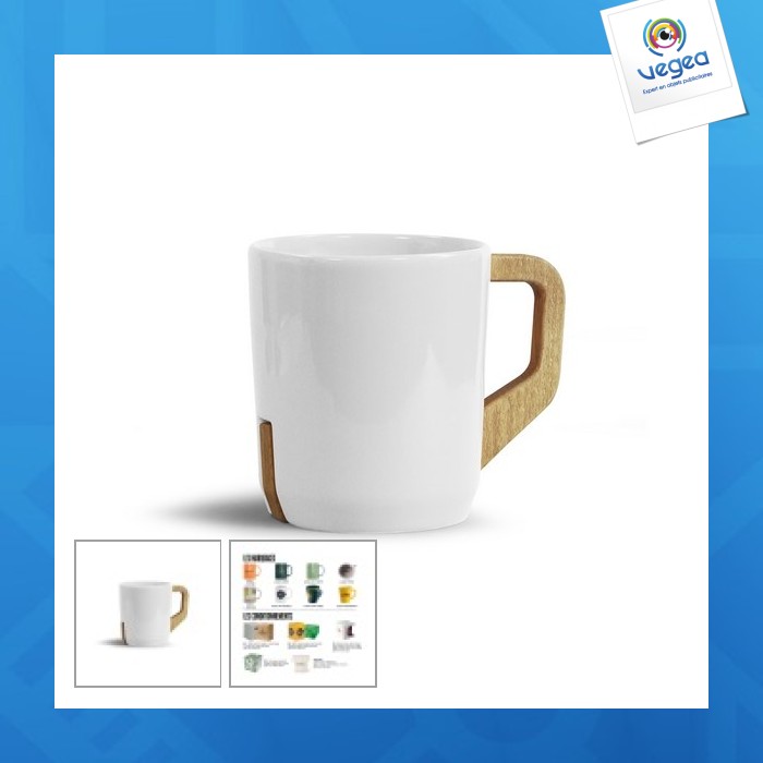 Mug avec logo avec anse en bois - sur-mesure