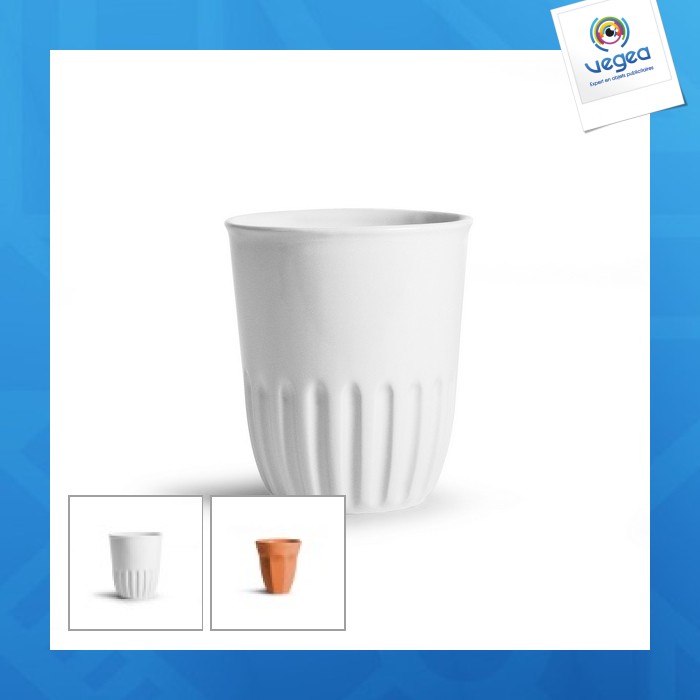 Mug publicitaire strié blanc