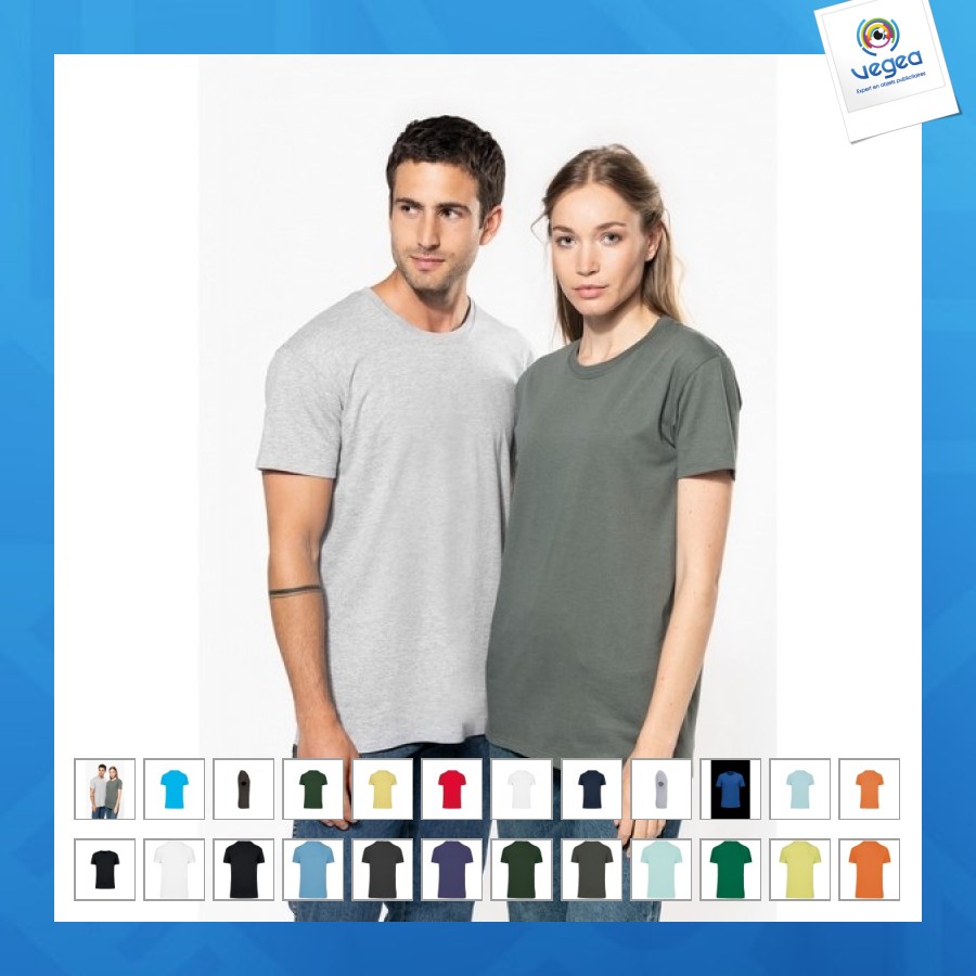 T-shirt publicitaire à col rond bio unisexe