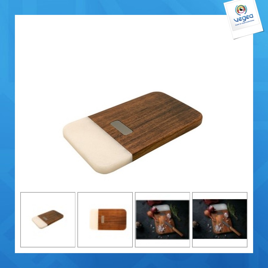 Planche à découper promotionnelle en acacia et marbre blanc 'stavanger' s