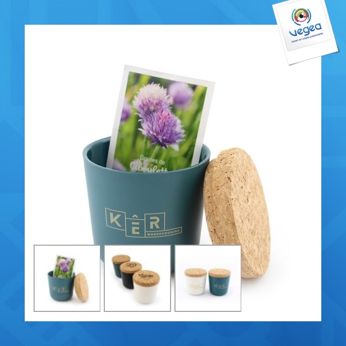 Kit de plantation publicitaire pot bambou couvercle liège