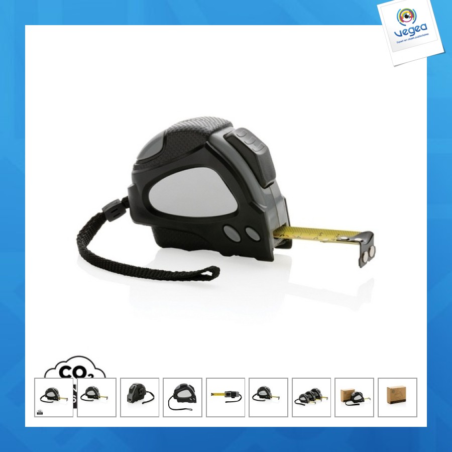 Mètre ruban personnalisable auto stop 5m/19mm en plastique recyclé rcs