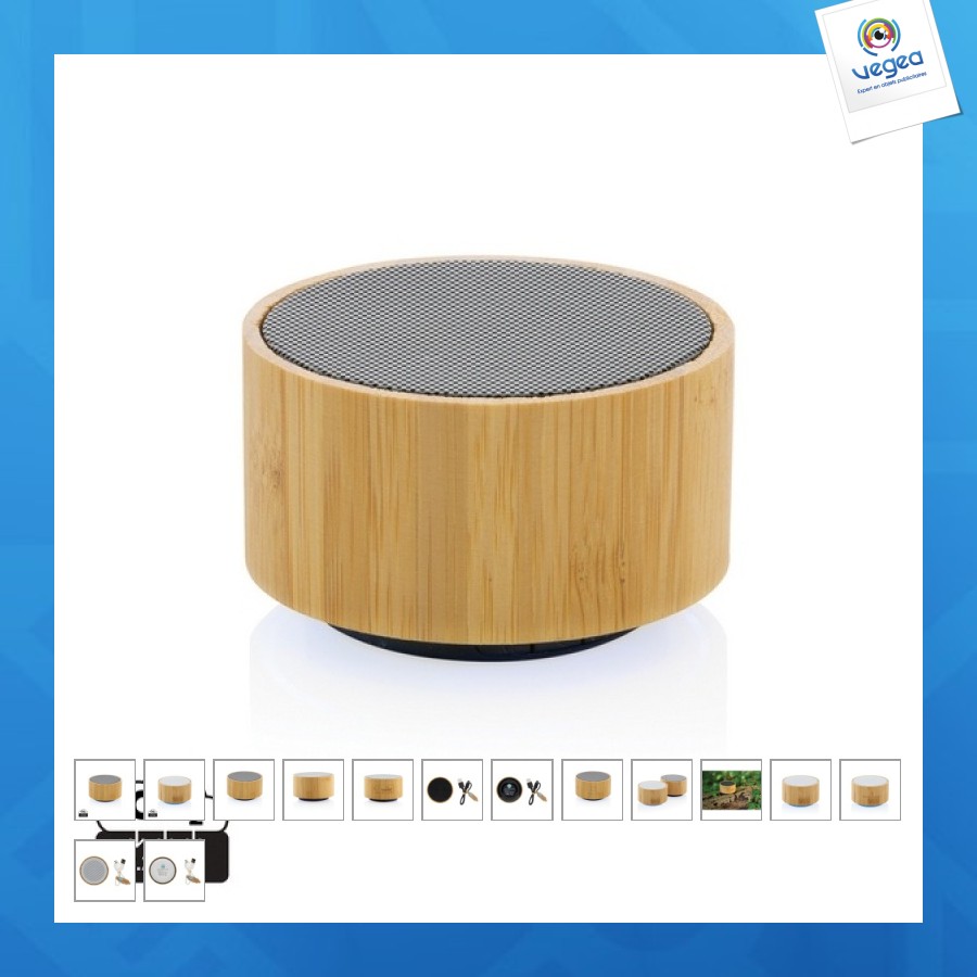 Enceinte personnalisée 3w en bambou fsc® et abs rcs