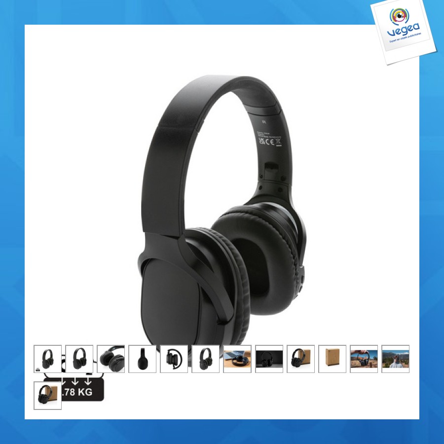 Casque sans fil pliable en plastique recyclé rcs elite