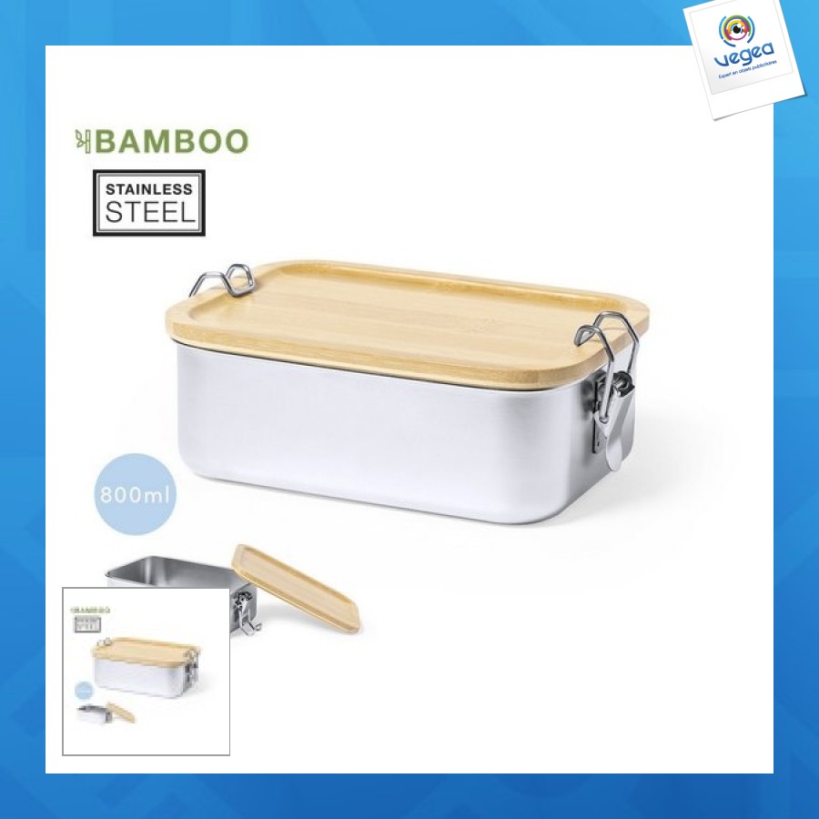 Lunchbox personnalisable en acier et bambou