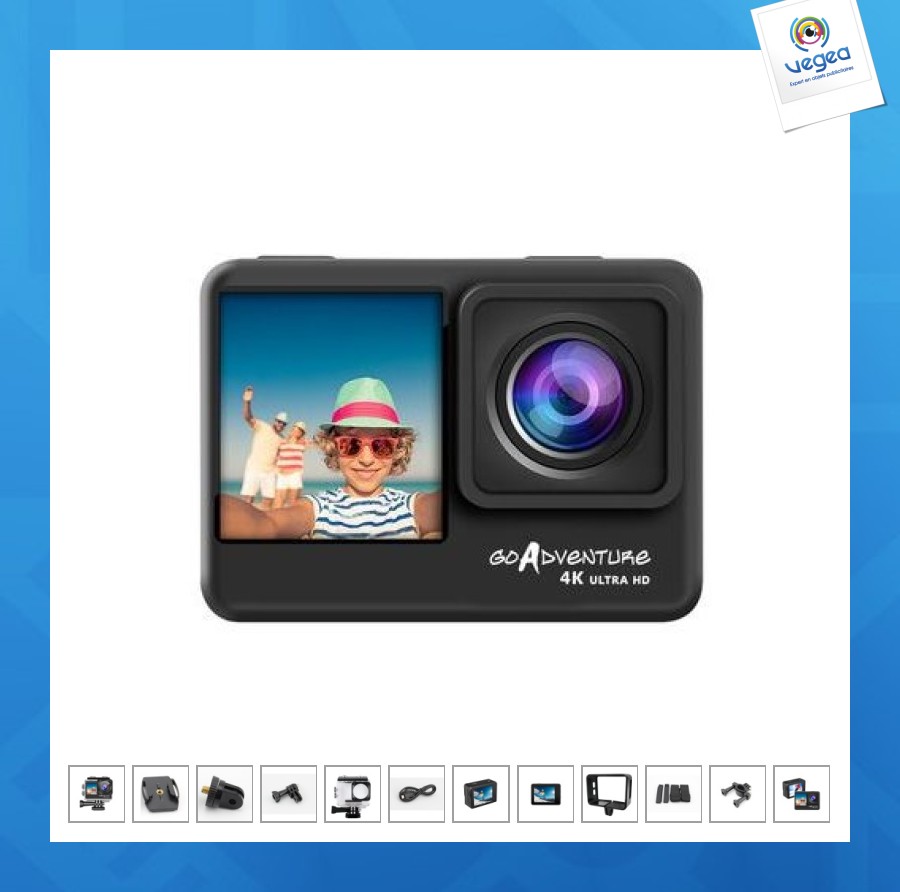 Camera sport personnalisée 4k wi-fi double écran