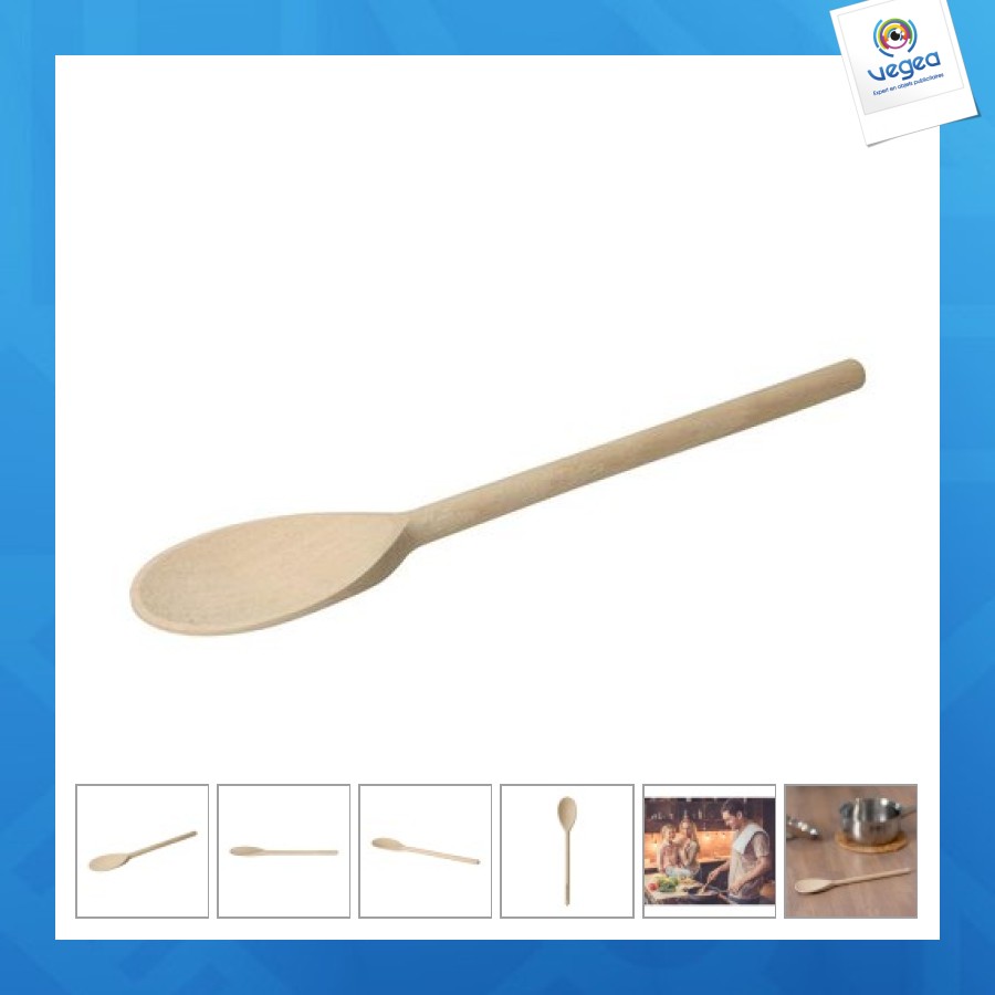 Cuillère en bois avec logo madera, réutilisable