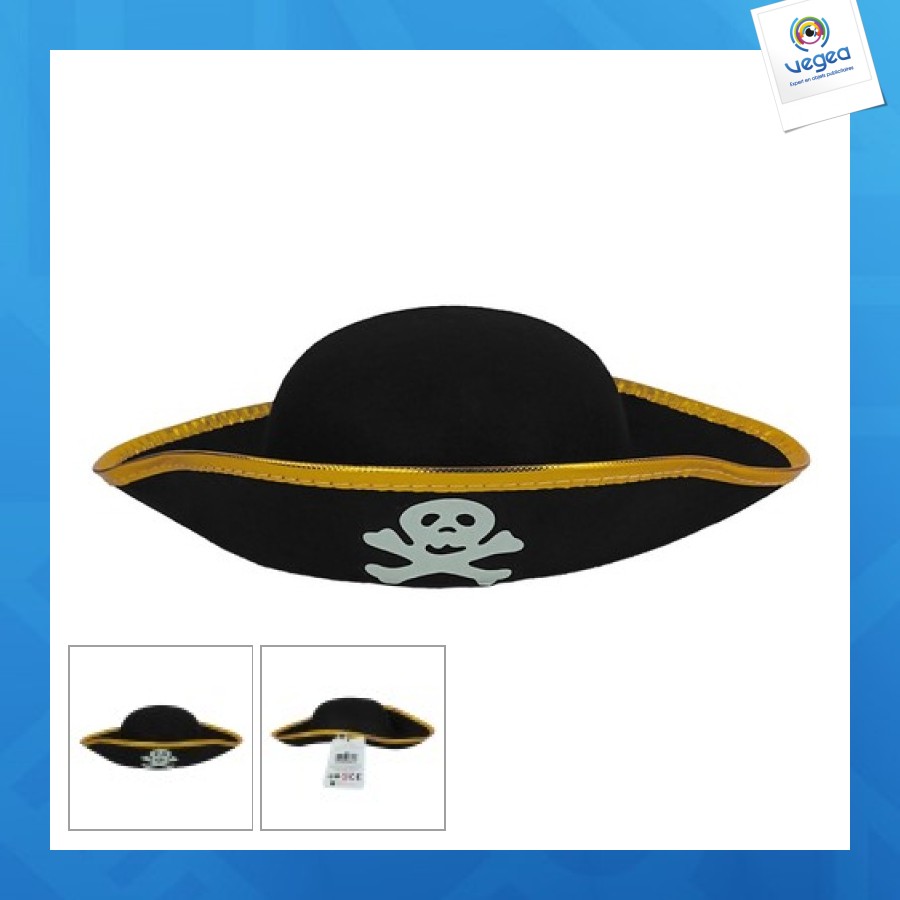 Chapeau personnalisable pirate enfant feutre noir