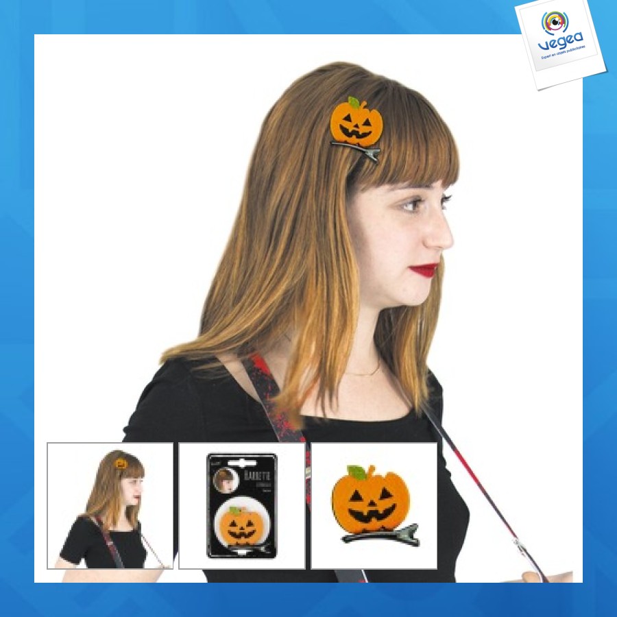 Barrette citrouille feutrine