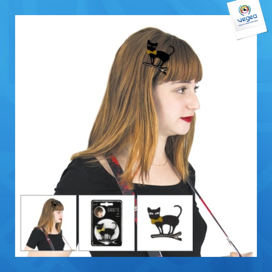 Barrette chat personnalisable feutrine