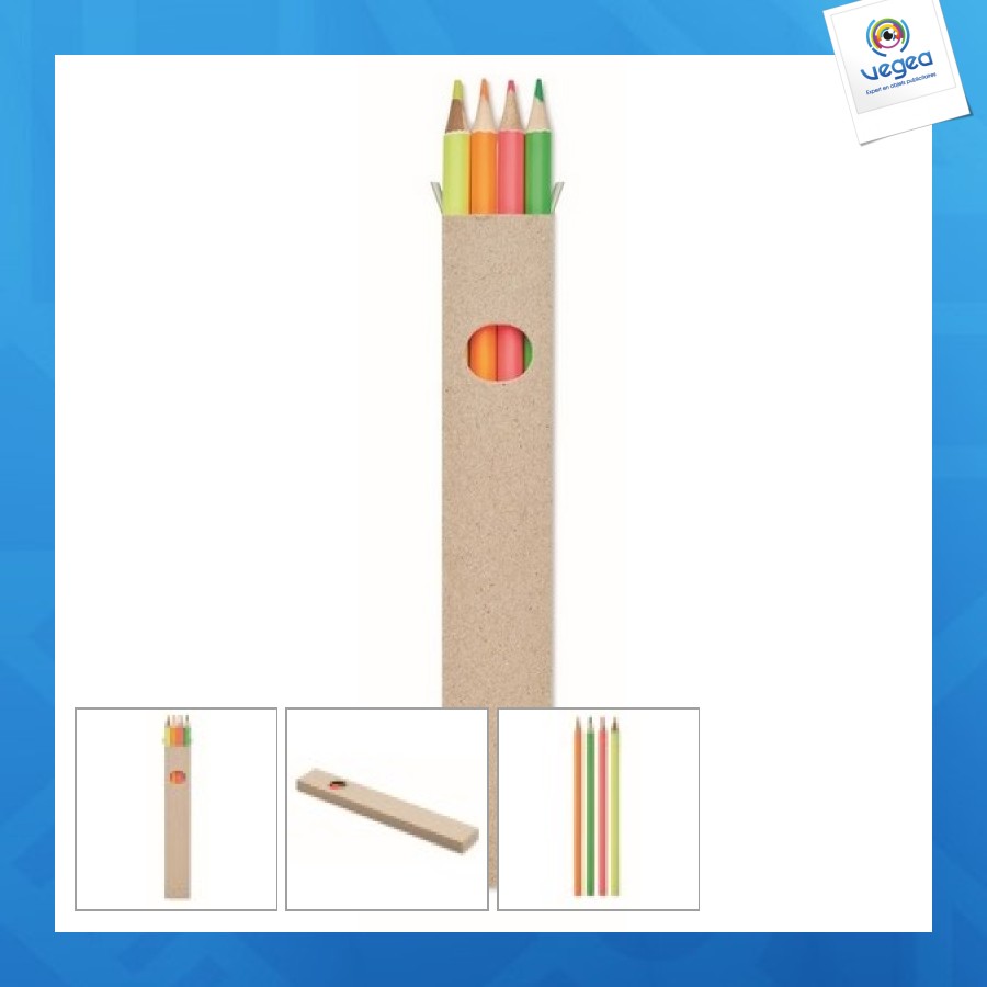 4 crayons surligneurs personnalisables dans une
