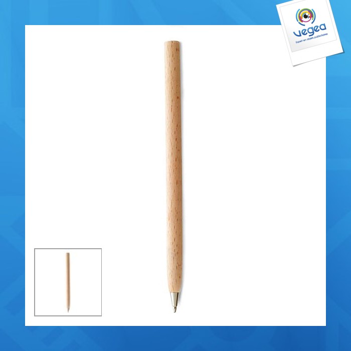 Stylo à bille publicitaire en bois avec capuchon