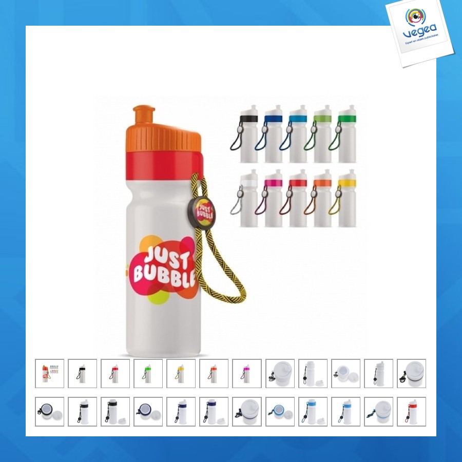 Bouteille de sport avec bord et cordon 750ml