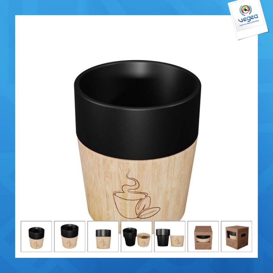 Mug promotionnel céramique avec base en bois aimantée