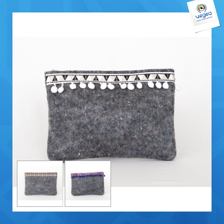 Pochette zippée en feutre recyclé