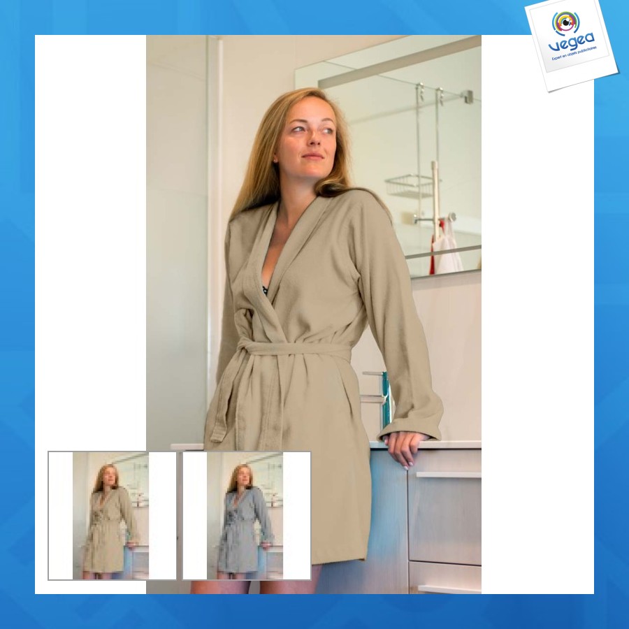 Peignoir publicitaire avec col kimono