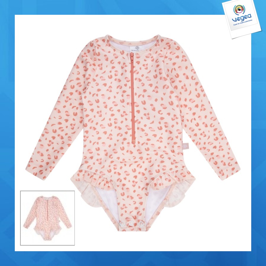 Maillot de bain anti uv publicitaire fille manches longues