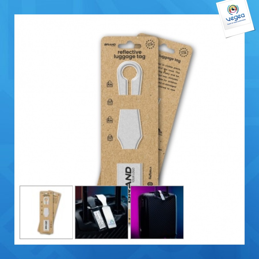 étiquette à bagage personnalisable réfléchissante