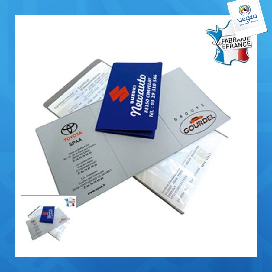 Porte carte grise personnalisé 3 volets
